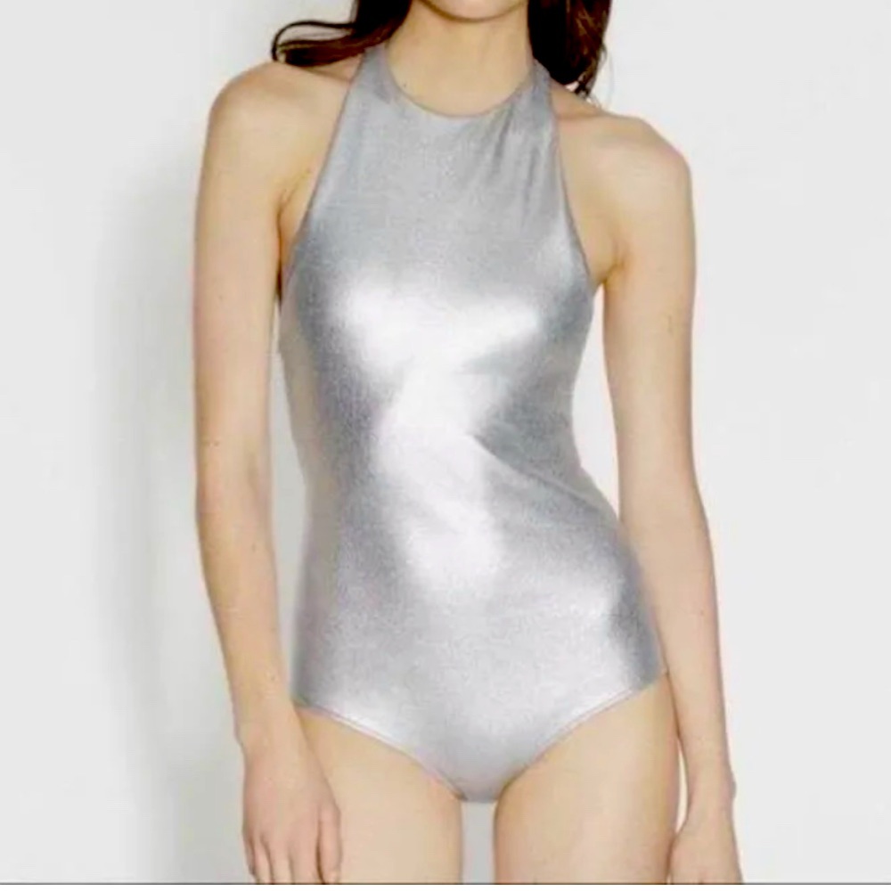 HALSTON HERITAGE SILVER BODYSUIT
